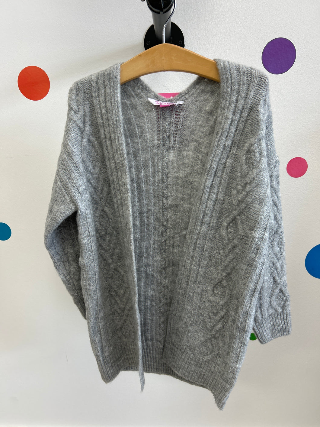 Heather Light Gray Cozy Sweater Knit Open Cardigan