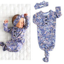 Load image into Gallery viewer, Bamboo Baby Ruffle Gown Newborn Ellie Floral