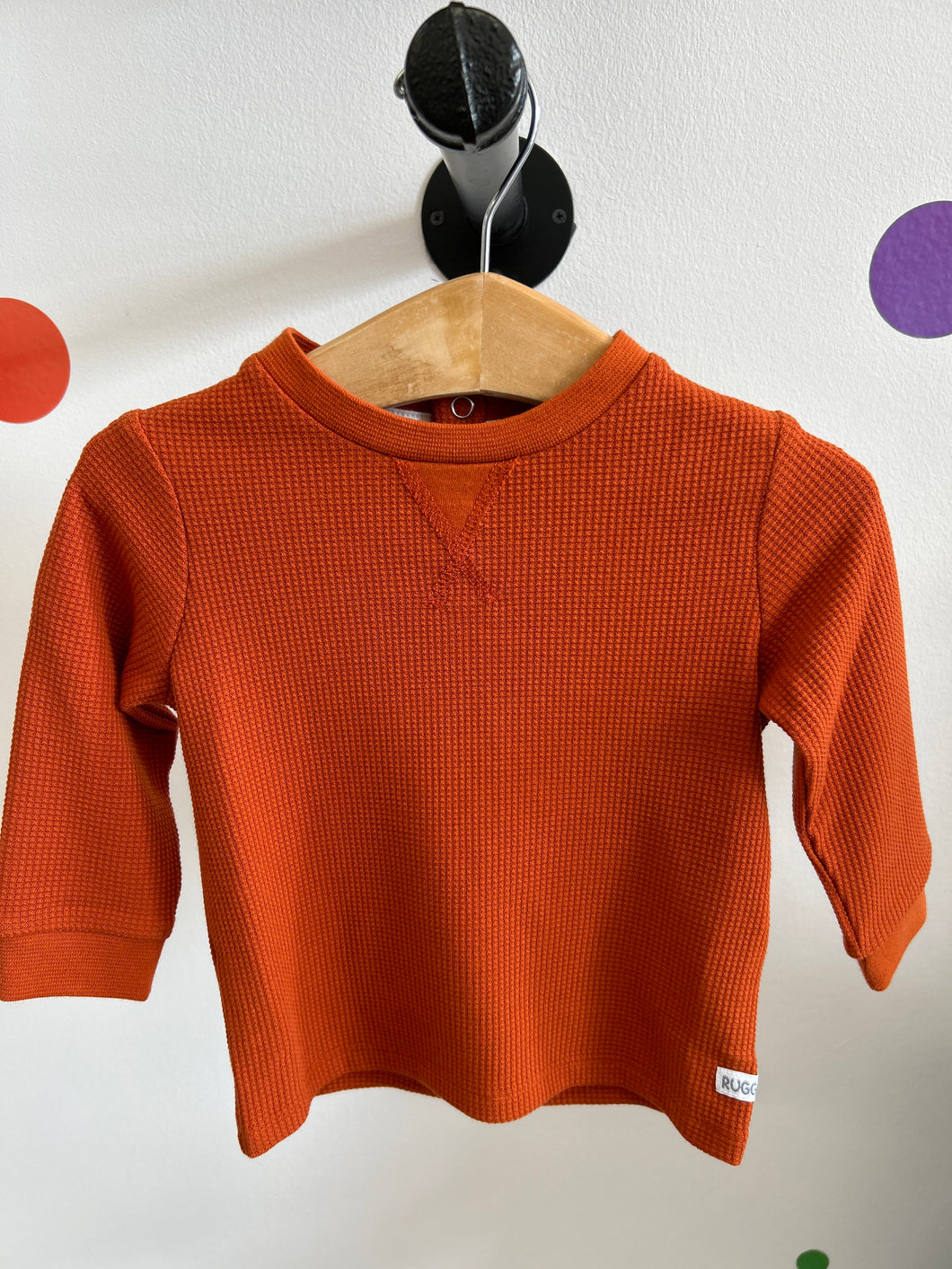 Rust Waffle Knit Crew Neck Shirt