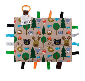 Forest Animals Taggy Comfort Blanket Learning Lovey 14 x 18"