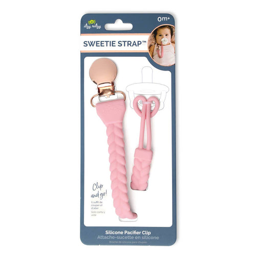 Pink + Rose Gold Sweetie Strap™ Silicone Pacifier Clip