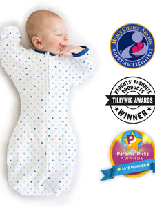 Transitional Swaddle Sack Blue Tiny Triangles