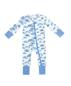 Rise and Shine Zipper Footie Blue