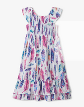 Load image into Gallery viewer, Watercolor Feathers Smocked Maxi Dress