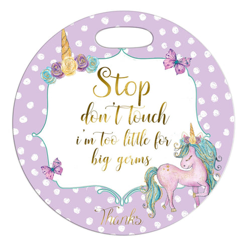 Baby Girl Unicorn Don't Touch Car Carrier Sign