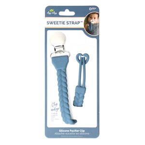 Blue + Silver Sweetie Strap™ Silicone Pacifier Clip